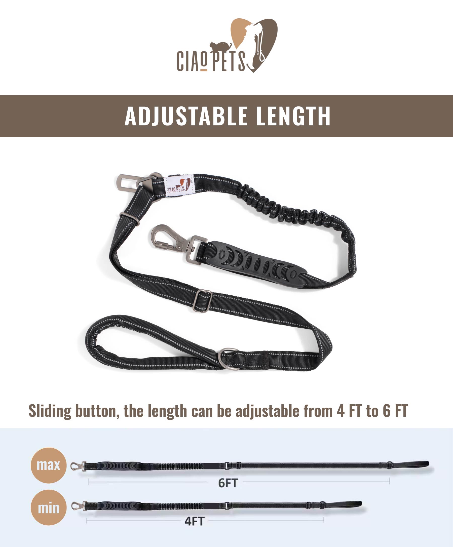 BUNGEE DOG LEASH – MULTIFUNCTIONAL WITH CAR SEAT BELT - Image 5