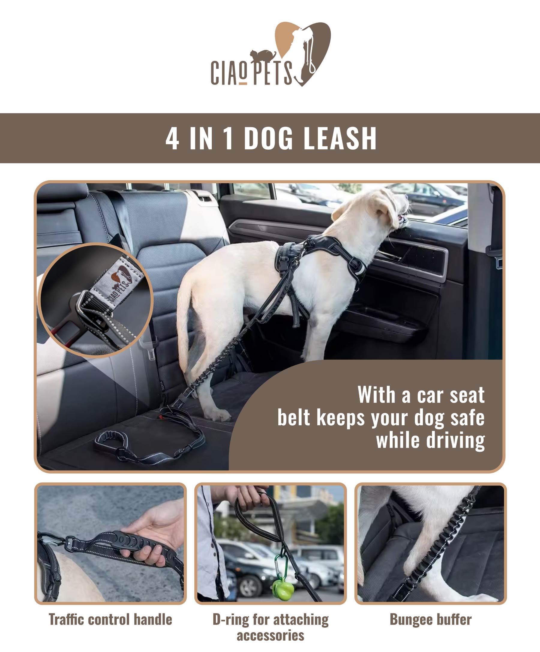 BUNGEE DOG LEASH – MULTIFUNCTIONAL WITH CAR SEAT BELT - Image 7