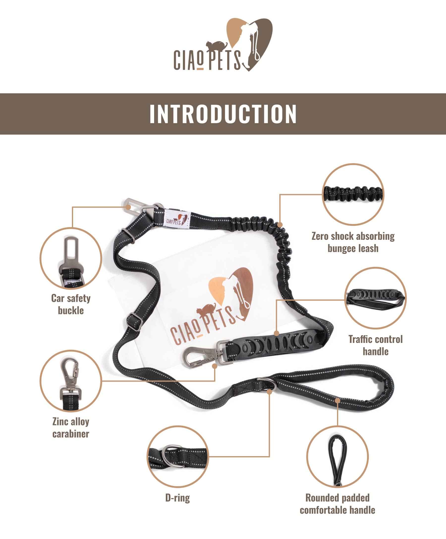 BUNGEE DOG LEASH – MULTIFUNCTIONAL WITH CAR SEAT BELT - Image 2